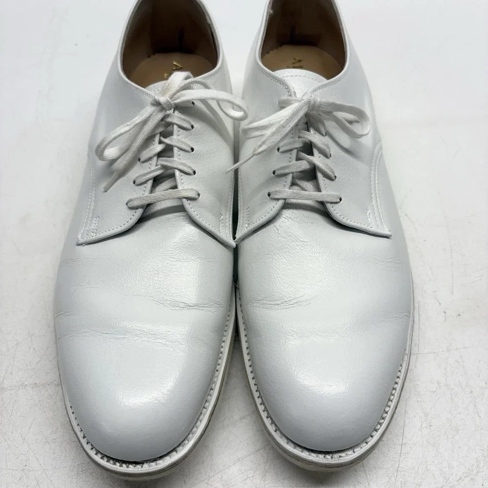 Alden 427 White Calfskin Plain Toe Dover Blucher Derby Shoes Men's Size 9.5 C/E